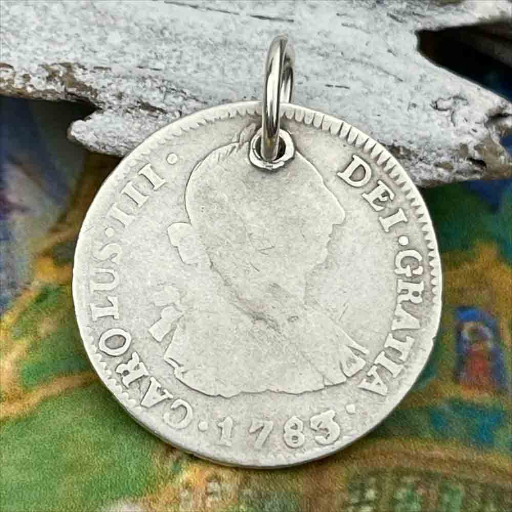 Pirate Chic Silver 2 Reale Spanish Portrait Dollar Dated 1783 - the Legendary "Piece of Eight" Pendant