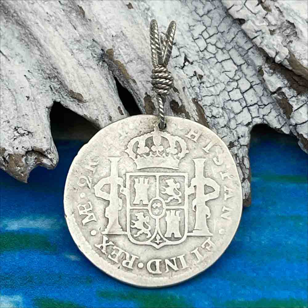 Pirate Chic Silver 2 Reale Spanish Portrait Dollar Dated 1802 - the Legendary "Piece of Eight" Pendant