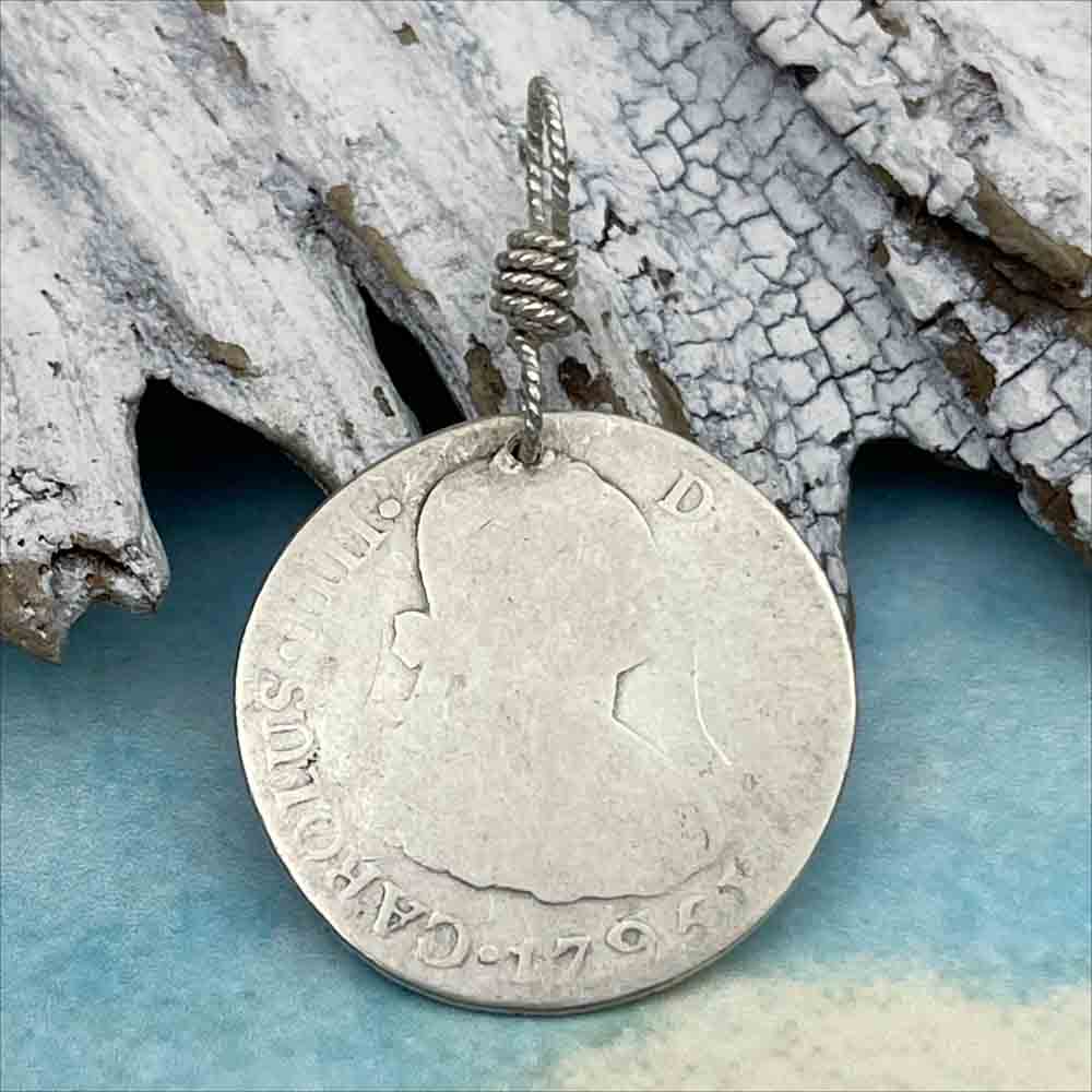 Pirate Chic Silver 2 Reale Spanish Portrait Dollar Dated 1795 - the Legendary &quot;Piece of Eight&quot; Pendant
