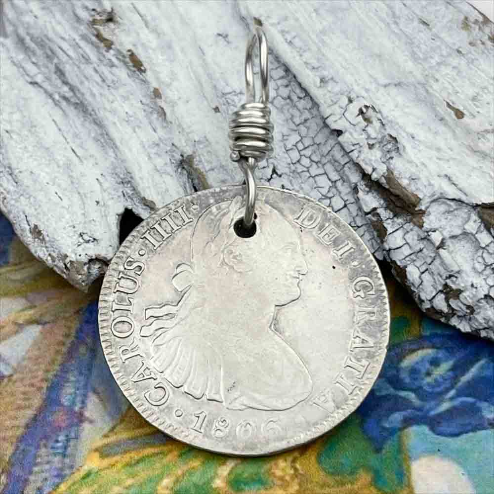 Pirate Chic Silver 8 Reale Spanish Portrait Dollar Dated 1806 - the Legendary "Piece of Eight" Pendant