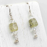 Ancient Roman Glass Golden Yellow Earrings on Sterling Silver