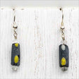 Ancient Roman Glass Bracelet Fragment Black and Yellow Earrings on Sterling Silver