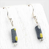 Ancient Roman Glass Bracelet Fragment Black and Yellow Earrings on Sterling Silver