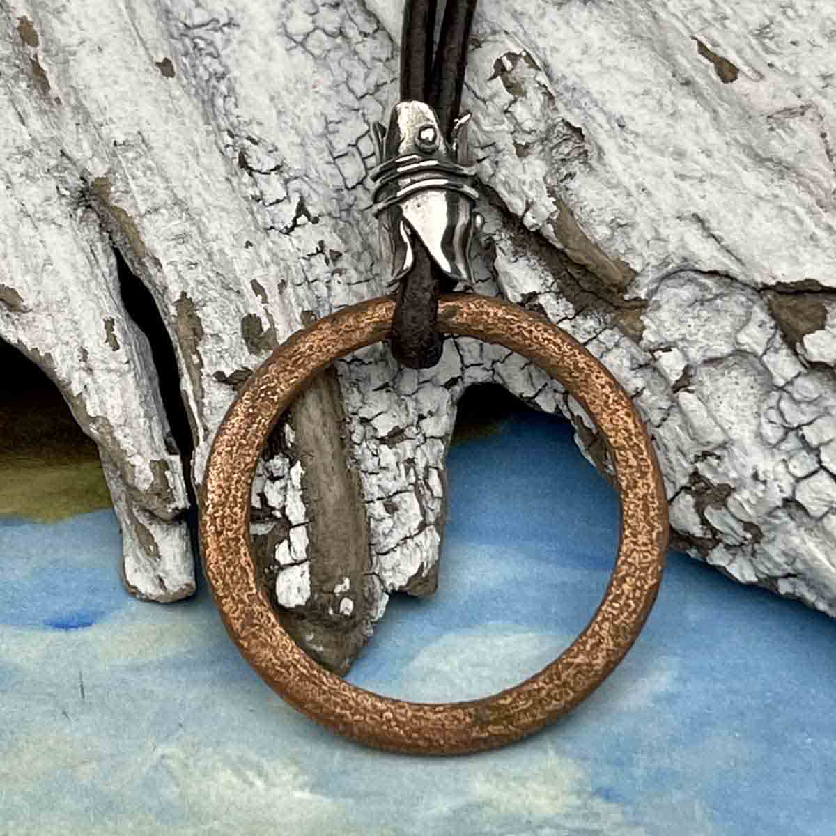 Warmest Red Bronze Celtic Ring Money &amp; Genuine Pewter Leather Necklace