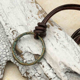 Green Gold Bronze Celtic Ring Money Leather Necklace