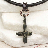 Medieval Byzantine Devotional Bronze Cross Necklace circa 1,000 AD 
