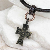 Medieval Byzantine Five Wounds of Christ Bronze Cross Necklace circa 1,000 AD 