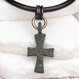 Medieval Byzantine Five Wounds of Christ Bronze Cross Necklace circa 1,000 AD 