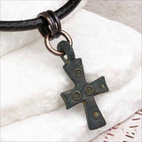 Medieval Byzantine Five Wounds of Christ Bronze Cross Necklace circa 1,000 AD 