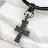 Medieval Byzantine Five Wounds of Christ Bronze Cross Necklace circa 1,000 AD 