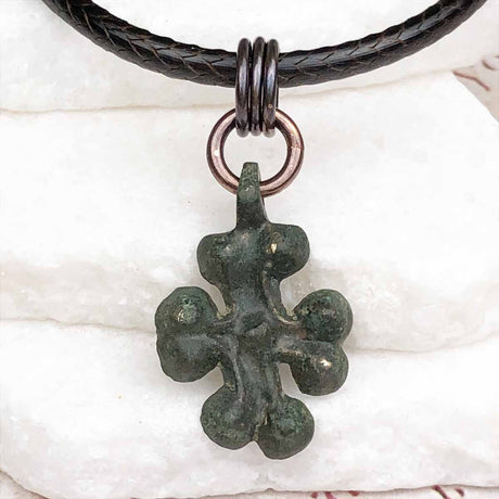 Medieval Byzantine Devotional Bronze Cross Necklace circa 1,000 AD