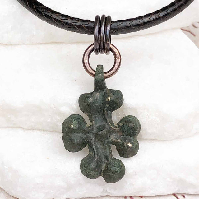 Medieval Byzantine Devotional Bronze Cross Necklace circa 1,000 AD