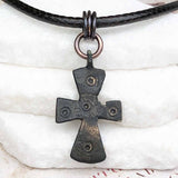 Medieval Byzantine Five Wounds of Christ Bronze Cross Necklace circa 1,000 AD 