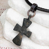 Medieval Byzantine Five Wounds of Christ Bronze Cross Necklace circa 1,000 AD 