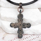 Medieval Byzantine Devotional Five Wounds of Christ Bronze Cross Necklace circa 1,000 AD