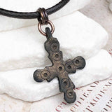 Medieval Byzantine Devotional Five Wounds of Christ Bronze Cross Necklace circa 1,000 AD