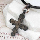 Medieval Byzantine Devotional Five Wounds of Christ Bronze Cross Necklace circa 1,000 AD
