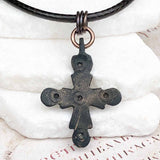 Medieval Byzantine Devotional Five Wounds of Christ Bronze Cross Necklace circa 1,000 AD