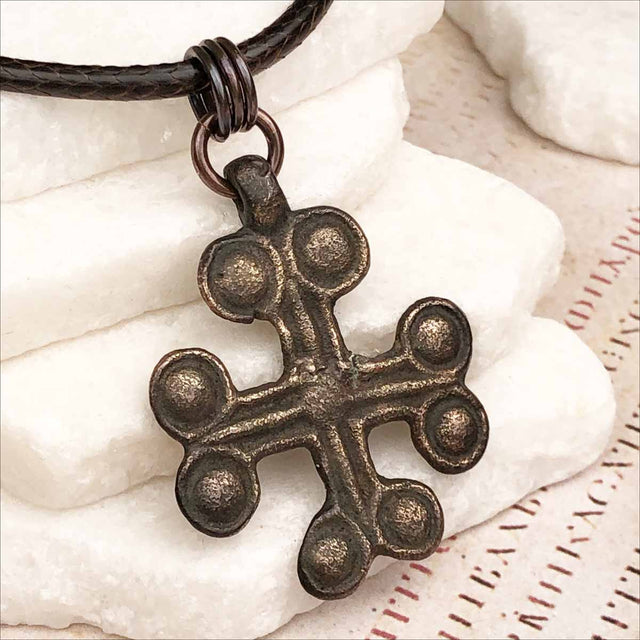 Medieval Byzantine Devotional Bronze Cross Necklace circa 1,000 AD 