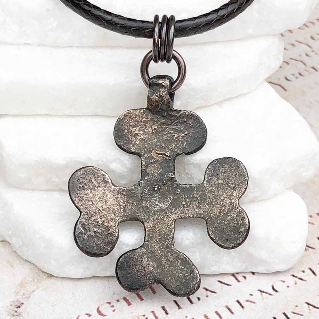 Medieval Byzantine Devotional Bronze Cross Necklace circa 1,000 AD 