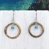 Light to Dark Golden Bronze Celtic Ring Money Earrings with Genuine Apatite