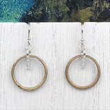 Lightest Golden Bronze Celtic Ring Money Earrings with Genuine Aquamarine