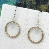 Lightest Golden Bronze Celtic Ring Money Earrings with Genuine Aquamarine