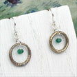 Rich Red Bronze Celtic Ring Money Earrings with Genuine Emerald