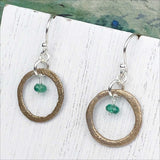 Glowing Red Bronze Celtic Ring Money Earrings with Genuine Emerald