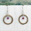 Vibrant Golden Bronze Celtic Ring Money Earrings with Genuine Ruby