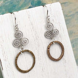 True Red Golden Bronze Celtic Ring Money Earrings with Celtic Spiral Accent 