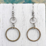 Bright Airy Golden Bronze Celtic Ring Money Earrings with Celtic Spiral Accent
