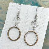 Bright Airy Golden Bronze Celtic Ring Money Earrings with Celtic Spiral Accent