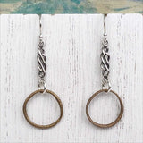 Deep Golden Bronze Celtic Ring Money Earrings with Celtic Knot Accent