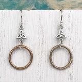 Bright Red Golden Bronze Celtic Ring Money Earrings with Celtic Trinity Knot Accent