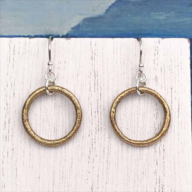Light Golden Bronze Celtic Ring Money Earrings