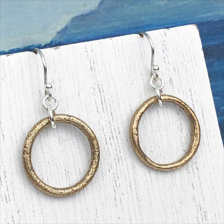 Light Golden Bronze Celtic Ring Money Earrings