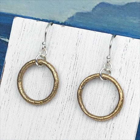 Light Golden Bronze Celtic Ring Money Earrings