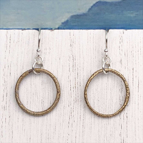 Deep Warm Golden Bronze Celtic Ring Money Earrings