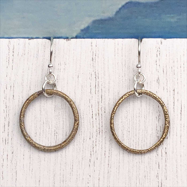 Deep Warm Golden Bronze Celtic Ring Money Earrings