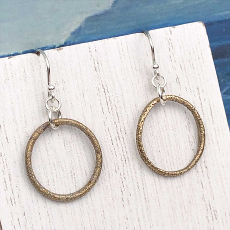 Deep Warm Golden Bronze Celtic Ring Money Earrings