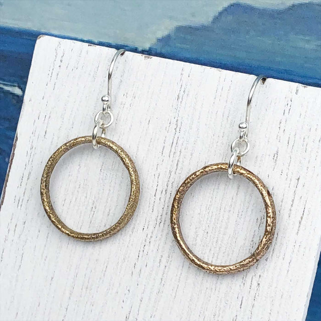Burnished Warm Red Golden Bronze Celtic Ring Money Earrings