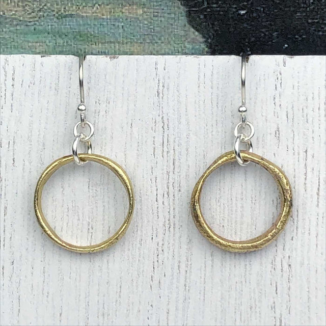 Lightest Golden Bronze Celtic Ring Money Earrings