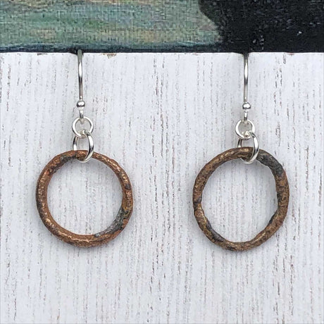 Deepest Red Golden Bronze Celtic Ring Money Earrings