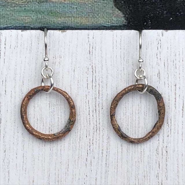 Deepest Red Golden Bronze Celtic Ring Money Earrings