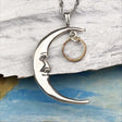 Glowing Golden Bronze Tiny Celtic Ring Money Man in the Moon Necklace