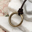 Soft Golden Bronze Celtic Ring Money Leather Necklace