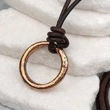Bright Red Golden Bronze Celtic Ring Money Leather Necklace