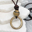 Glowing Golden Bronze Celtic Ring Money and Picture Jasper Leather Necklace