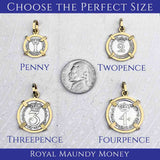 British Royal Maundy Silver 1729 King George II Fourpence 14K Gold Pendant | Artifact #6881